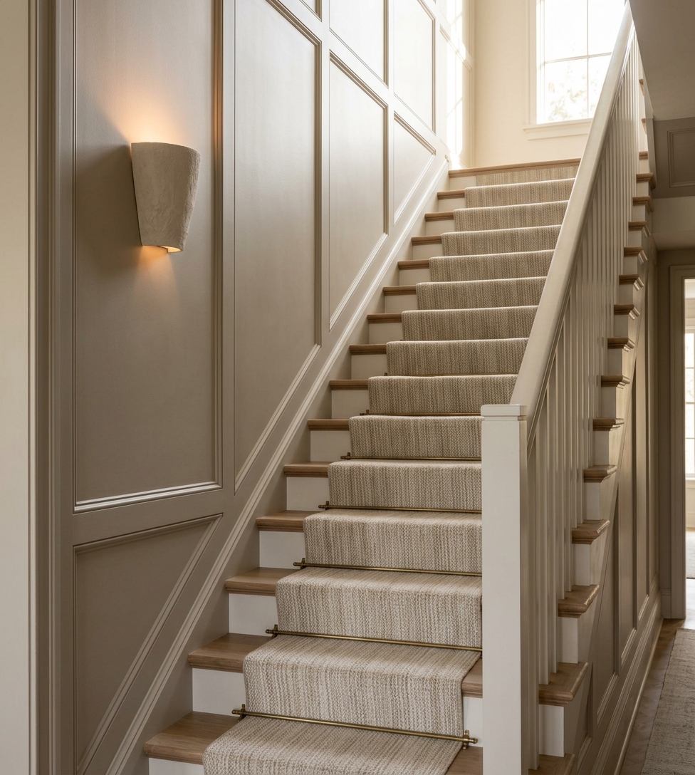 Staircase styled with restraint